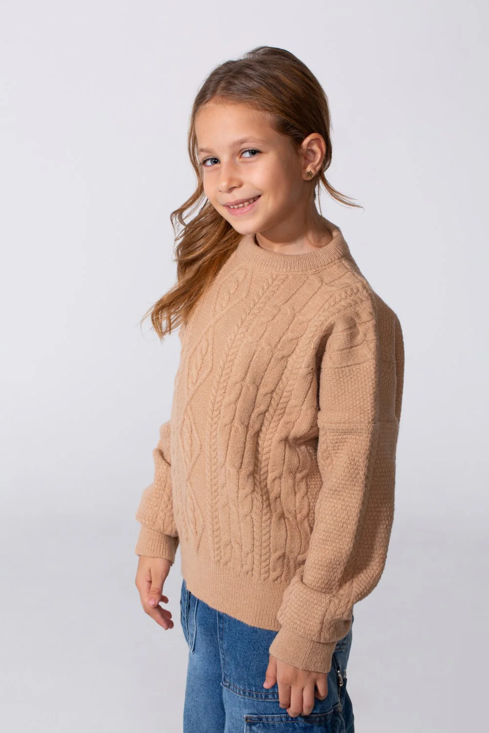 Girl's knitted Long Sleeves Round Neck Sweater Pullover - Image 7