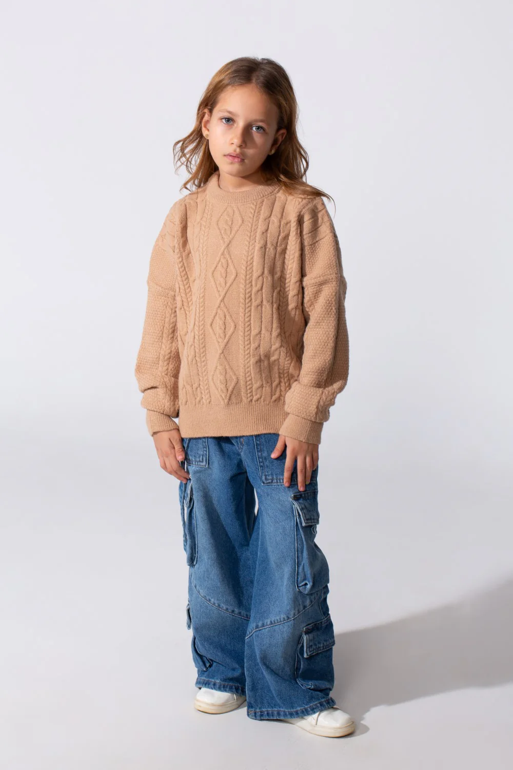 Girl's knitted Long Sleeves Round Neck Sweater Pullover - Image 8