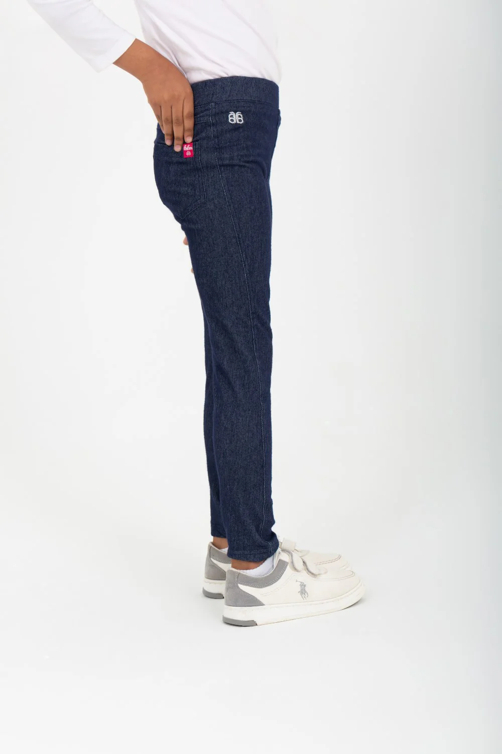 Girl's Long Leggings Navy With Unique Cut - Image 3