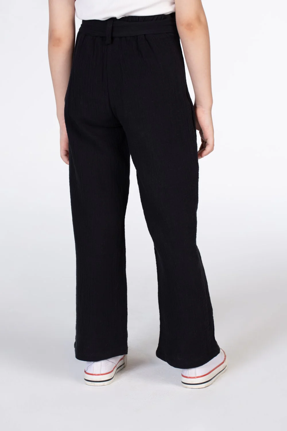 Girls Long Linen Trousers With A Waist Belt And Basic Colors - Image 2