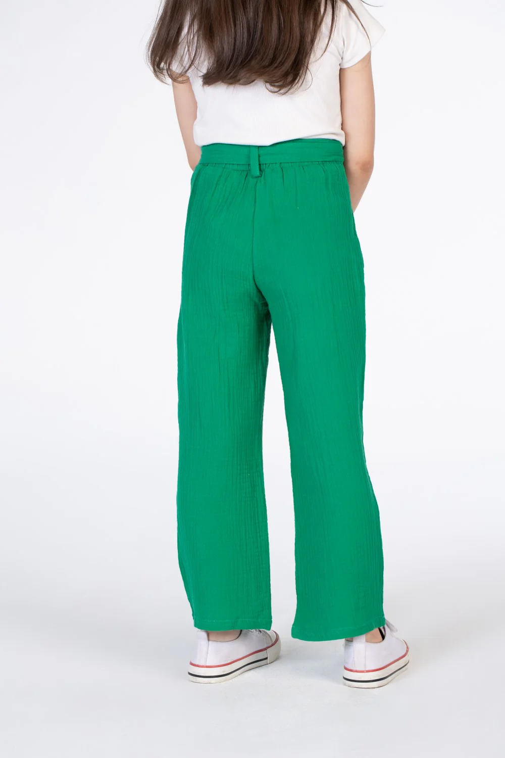 Girls Long Linen Trousers With A Waist Belt And Basic Colors - Image 8