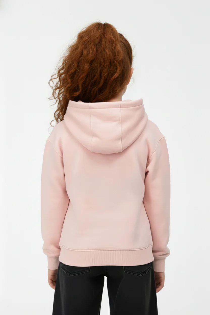 Girl's Long Sleeve Front Print Melton Comfy Daily Wear Hood Sweatshirt - Image 2