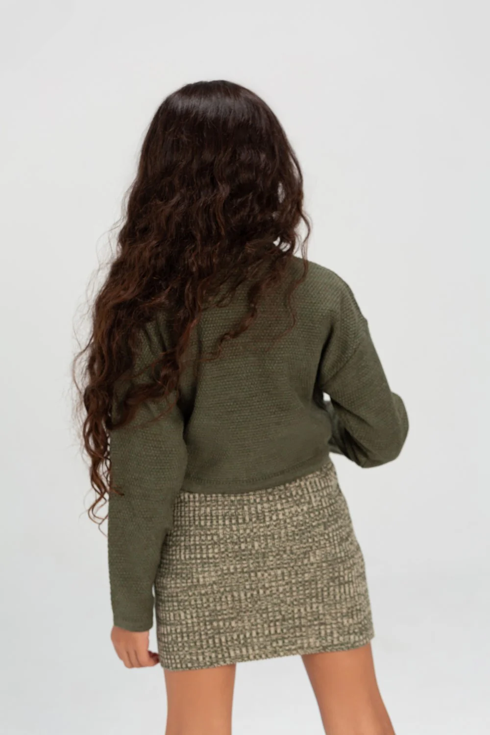 Girl's Long Sleeve High Neck Basic Regular Fit Long Style Outfit With Unqiue Design - Image 2