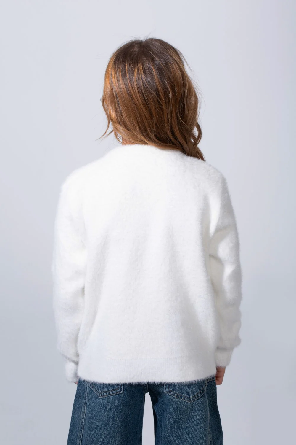 Girl's long Sleeve Round Neck Adorned With Flores Pattern Pearl Button Down Slim Fit Luxurious Knit Warmth Pullover - Image 10