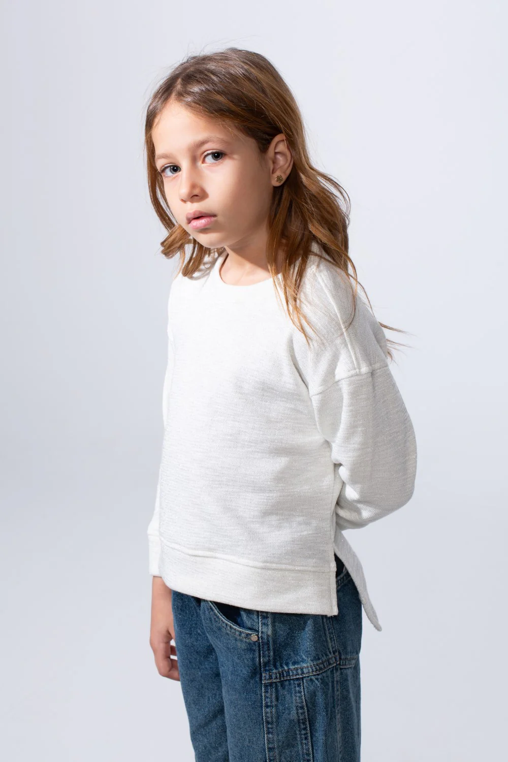 Girl's Long Sleeve Round Neckline Small Side Slits With Longer Back Than The Front Slim Fit Easy To Wear Daily Sweatshirt - Image 12
