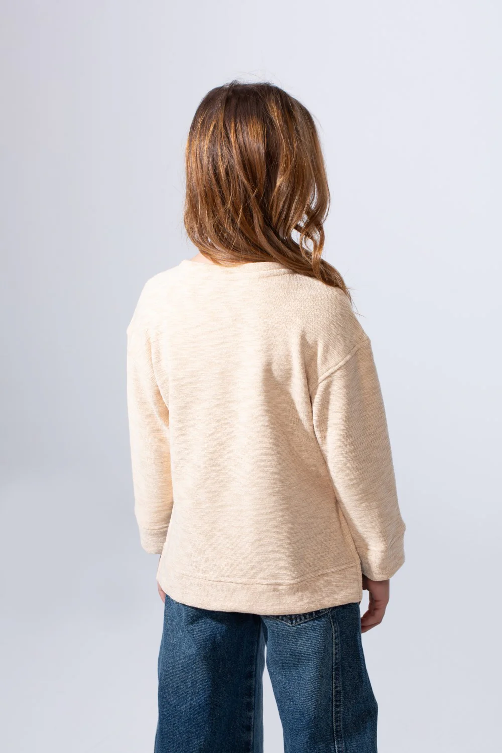 Girl's Long Sleeve Round Neckline Small Side Slits With Longer Back Than The Front Slim Fit Easy To Wear Daily Sweatshirt - Image 2