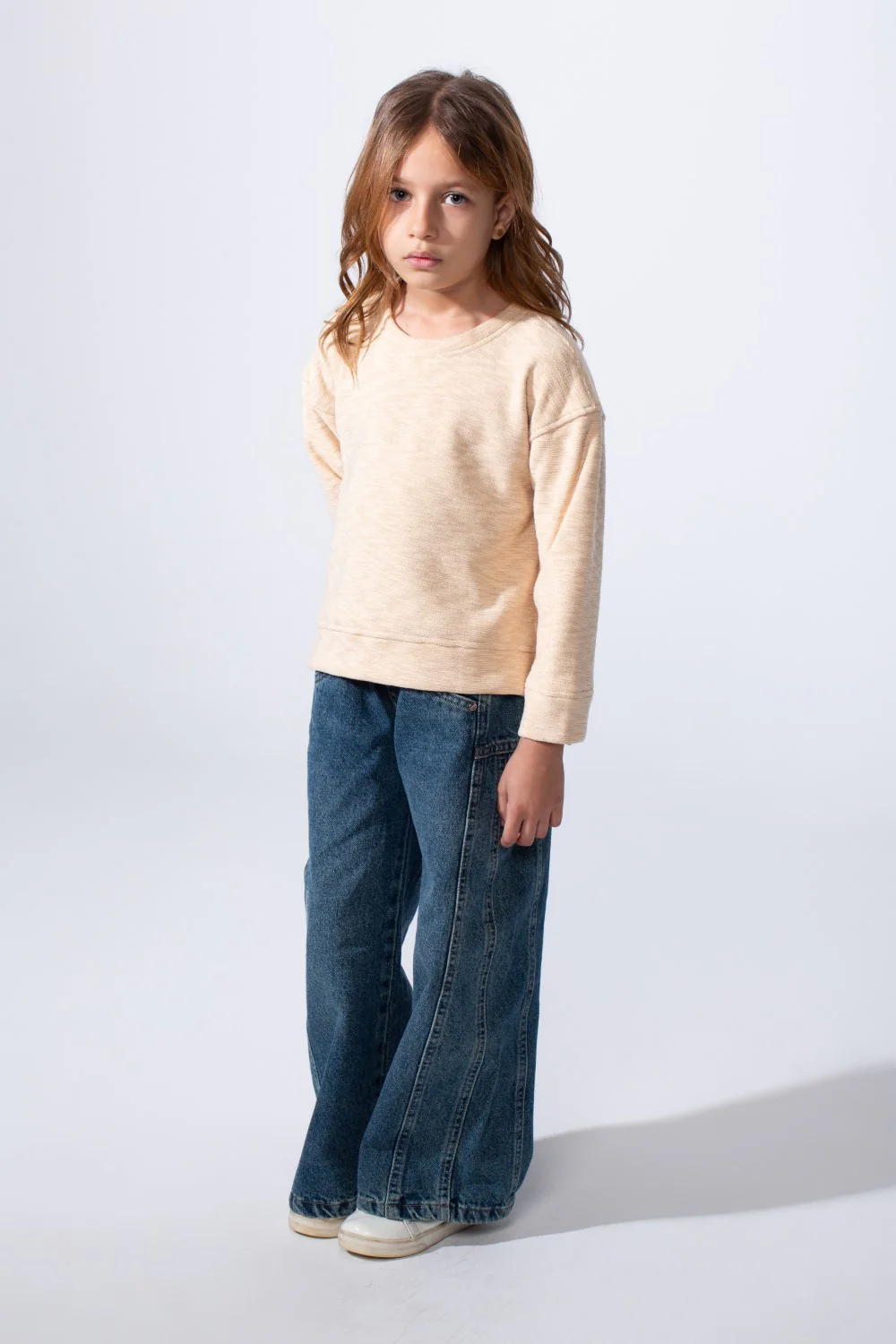 Girl's Long Sleeve Round Neckline Small Side Slits With Longer Back Than The Front Slim Fit Easy To Wear Daily Sweatshirt - Image 3