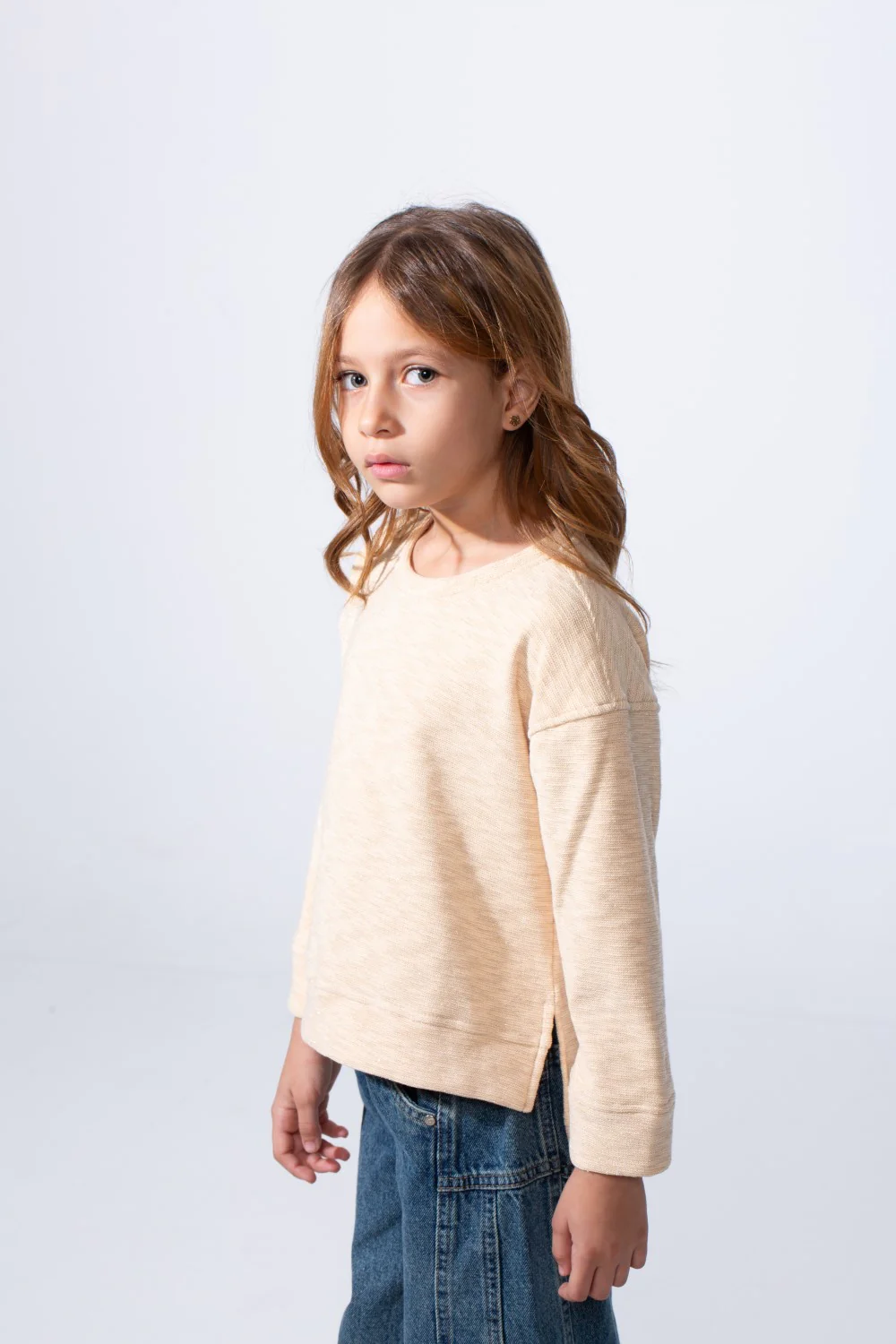 Girl's Long Sleeve Round Neckline Small Side Slits With Longer Back Than The Front Slim Fit Easy To Wear Daily Sweatshirt - Image 4