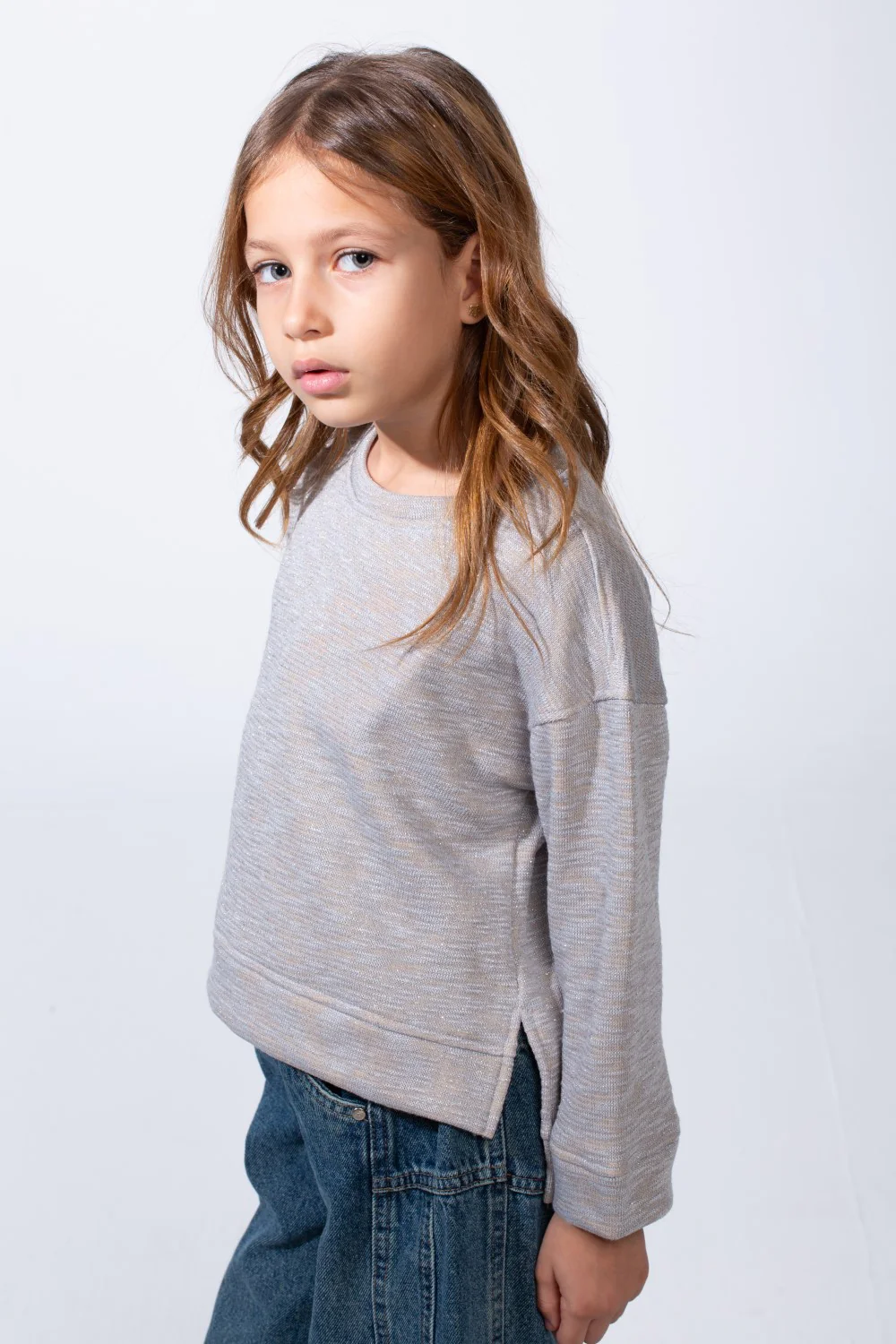 Girl's Long Sleeve Round Neckline Small Side Slits With Longer Back Than The Front Slim Fit Easy To Wear Daily Sweatshirt - Image 8