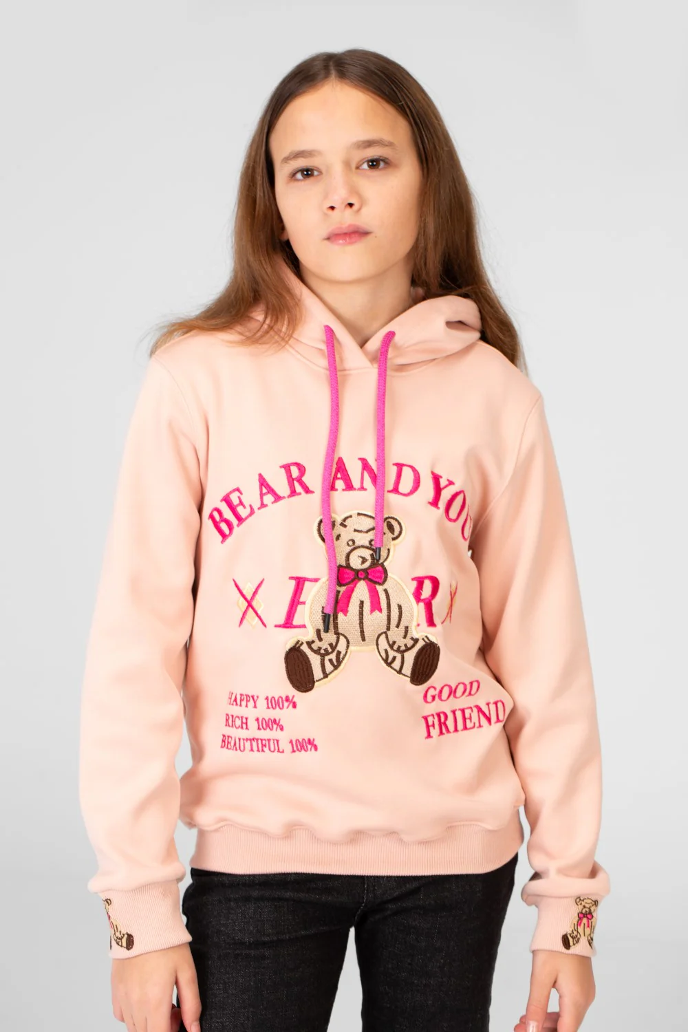 Girl's Long Sleeves Printed Hooded Sweatshirt