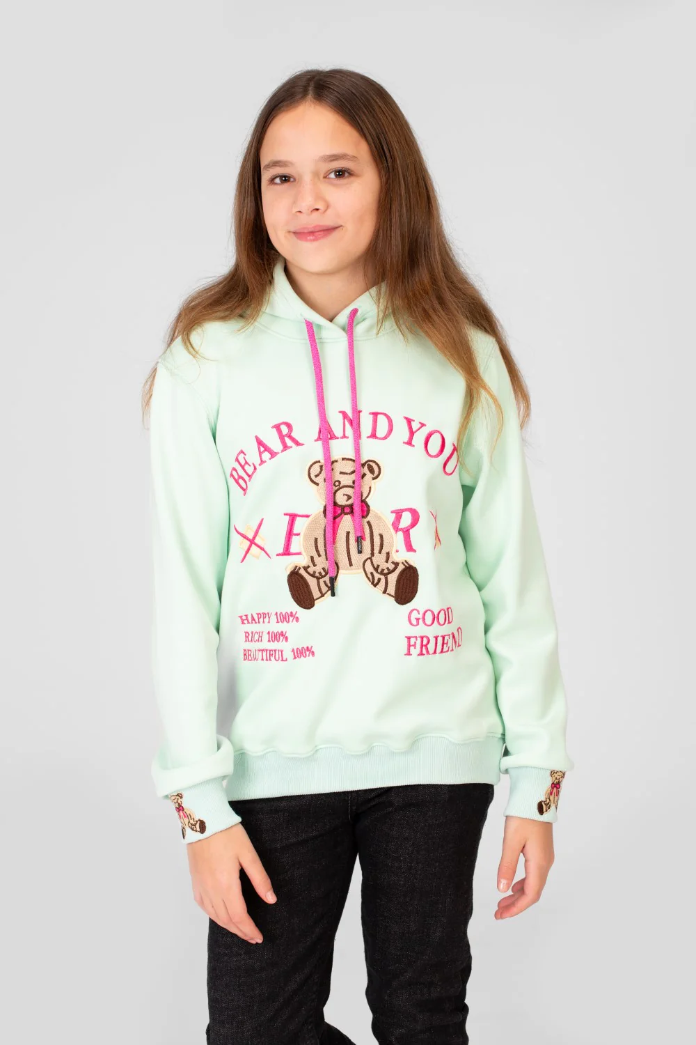 Girl's Long Sleeves Printed Hooded Sweatshirt - Image 4
