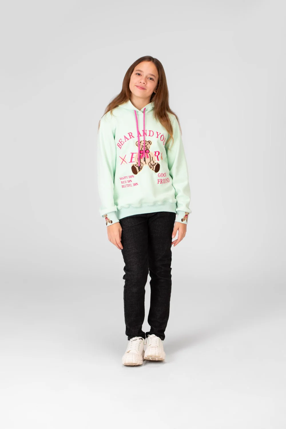 Girl's Long Sleeves Printed Hooded Sweatshirt - Image 7