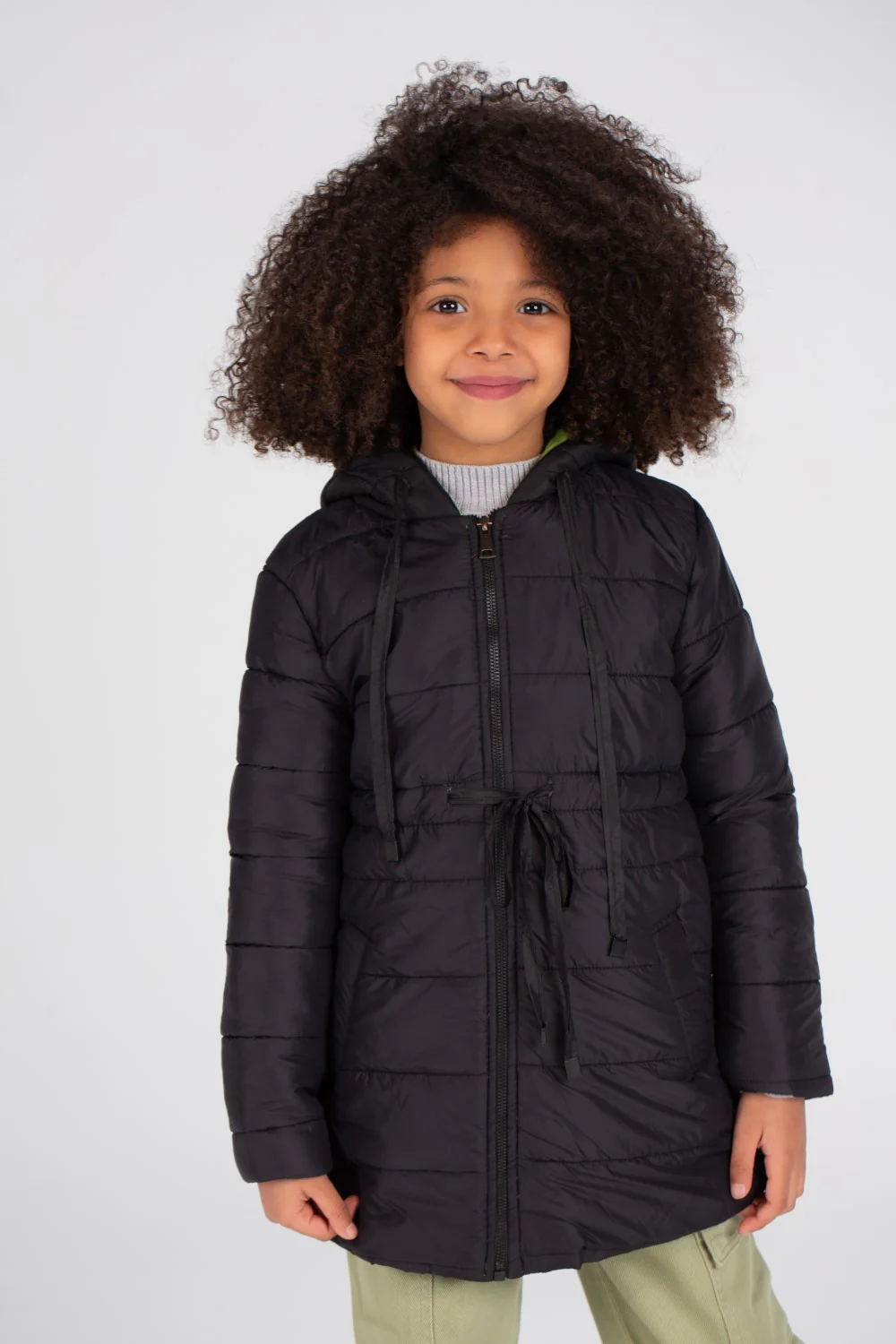 Girl's Long Waterproof Padded Hooded Jacket - Image 3