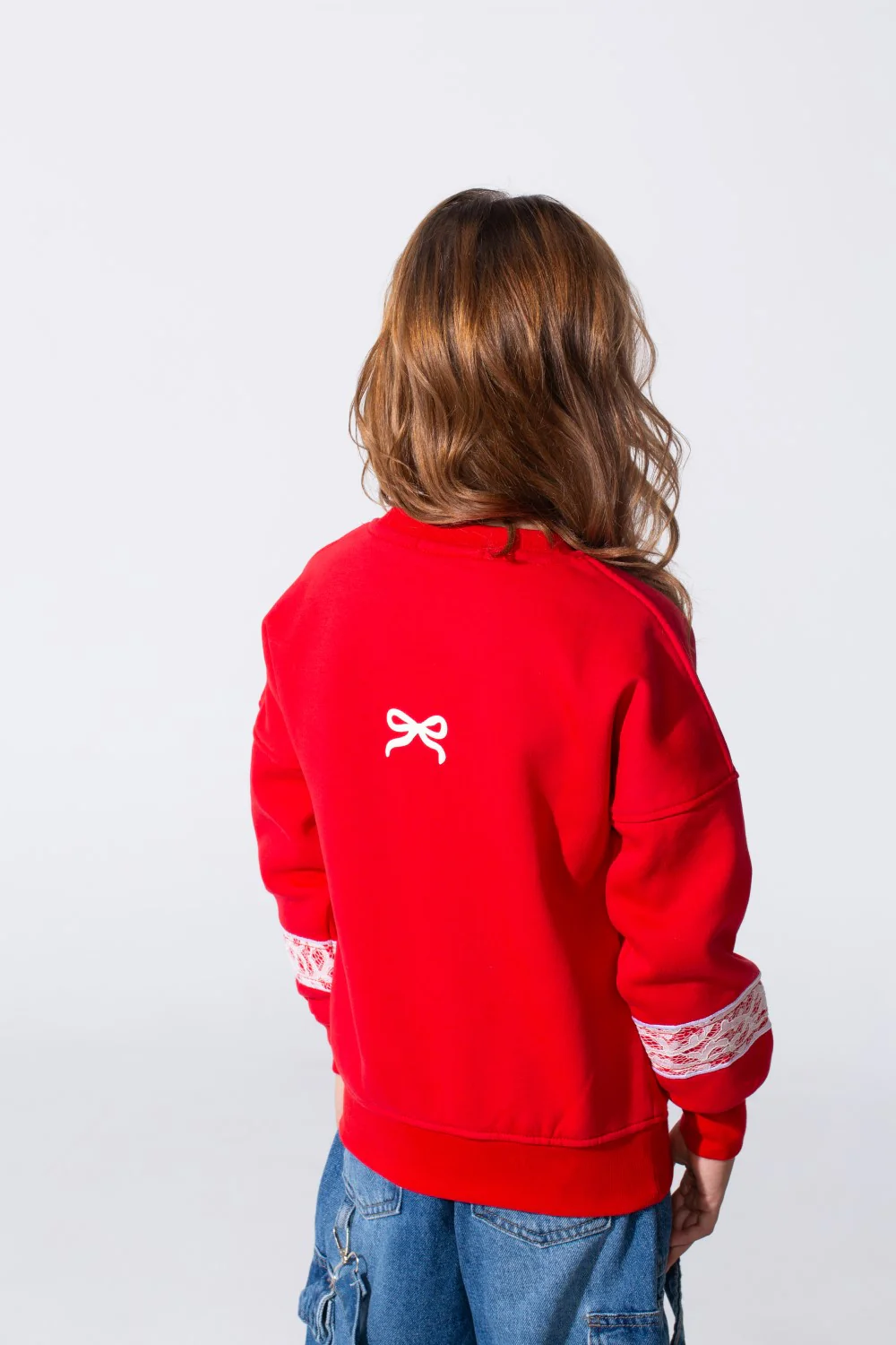 Girl's Melton Slim Fit Printed Crew Neck Sweatshirt - Image 2