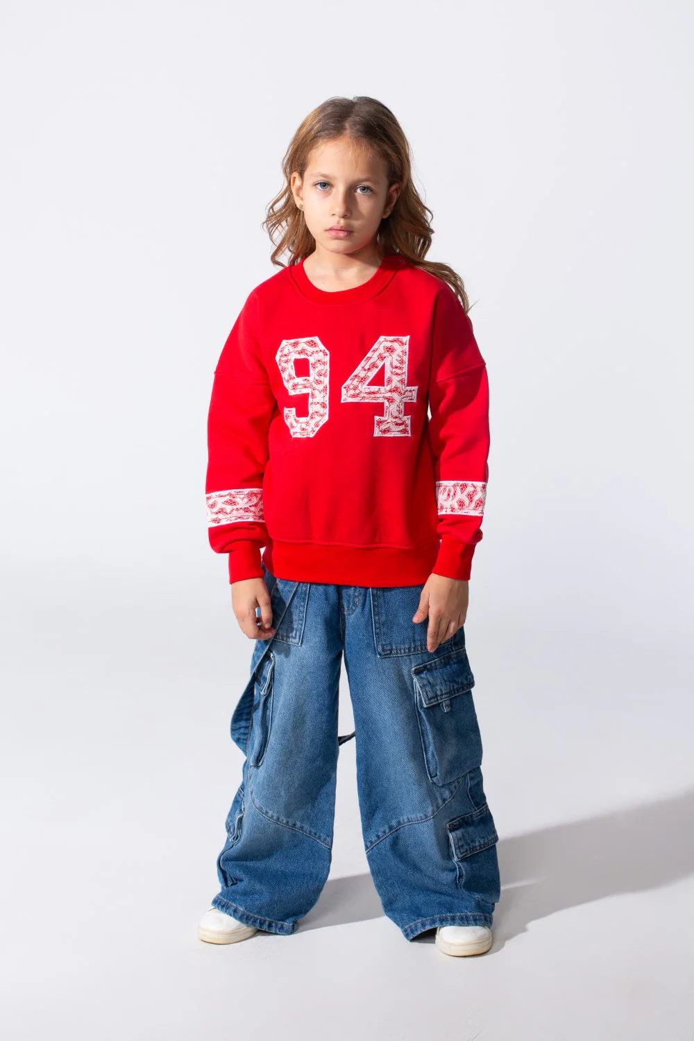 Girl's Melton Slim Fit Printed Crew Neck Sweatshirt - Image 3