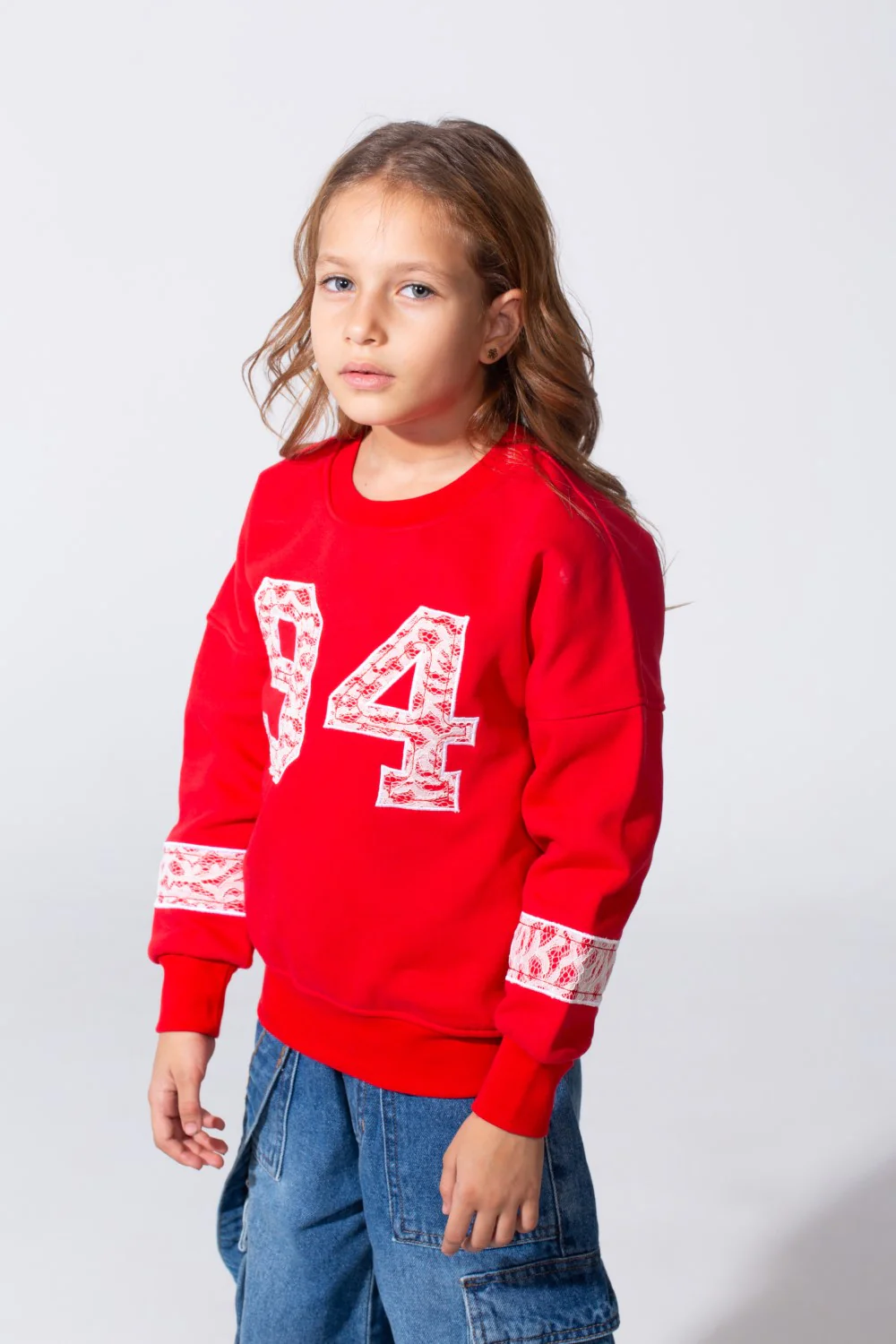 Girl's Melton Slim Fit Printed Crew Neck Sweatshirt - Image 4