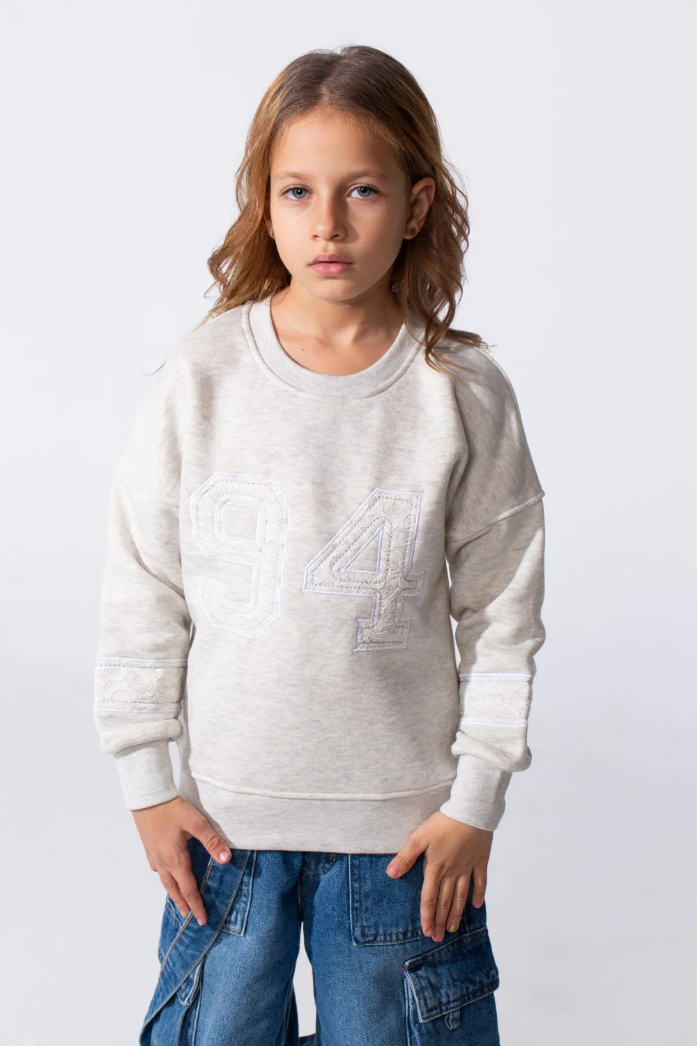 Girl's Melton Slim Fit Printed Crew Neck Sweatshirt - Image 5