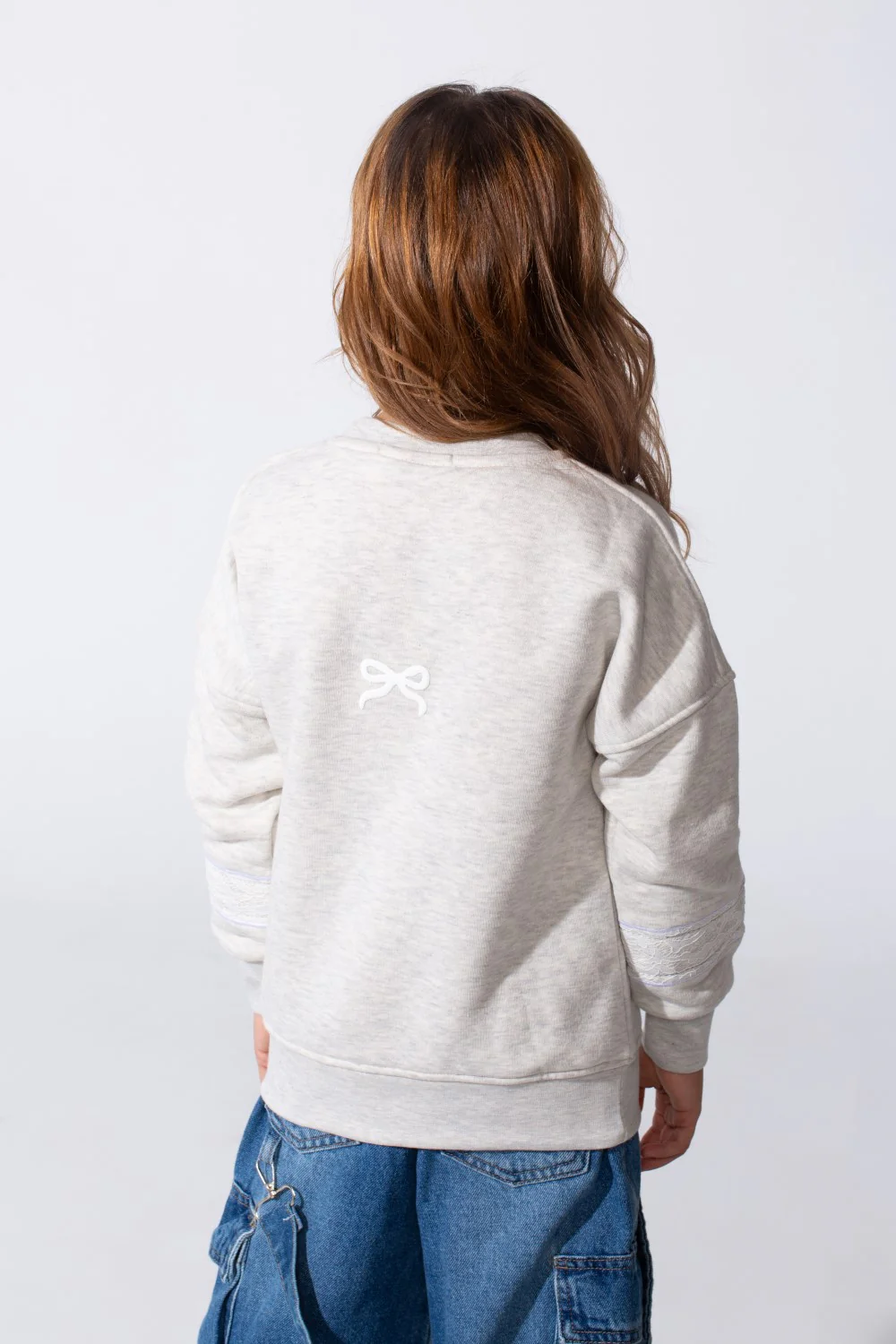 Girl's Melton Slim Fit Printed Crew Neck Sweatshirt - Image 6