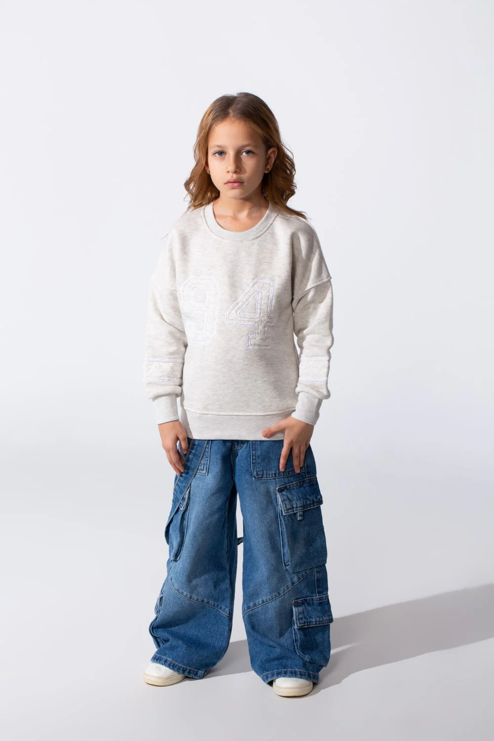 Girl's Melton Slim Fit Printed Crew Neck Sweatshirt - Image 7