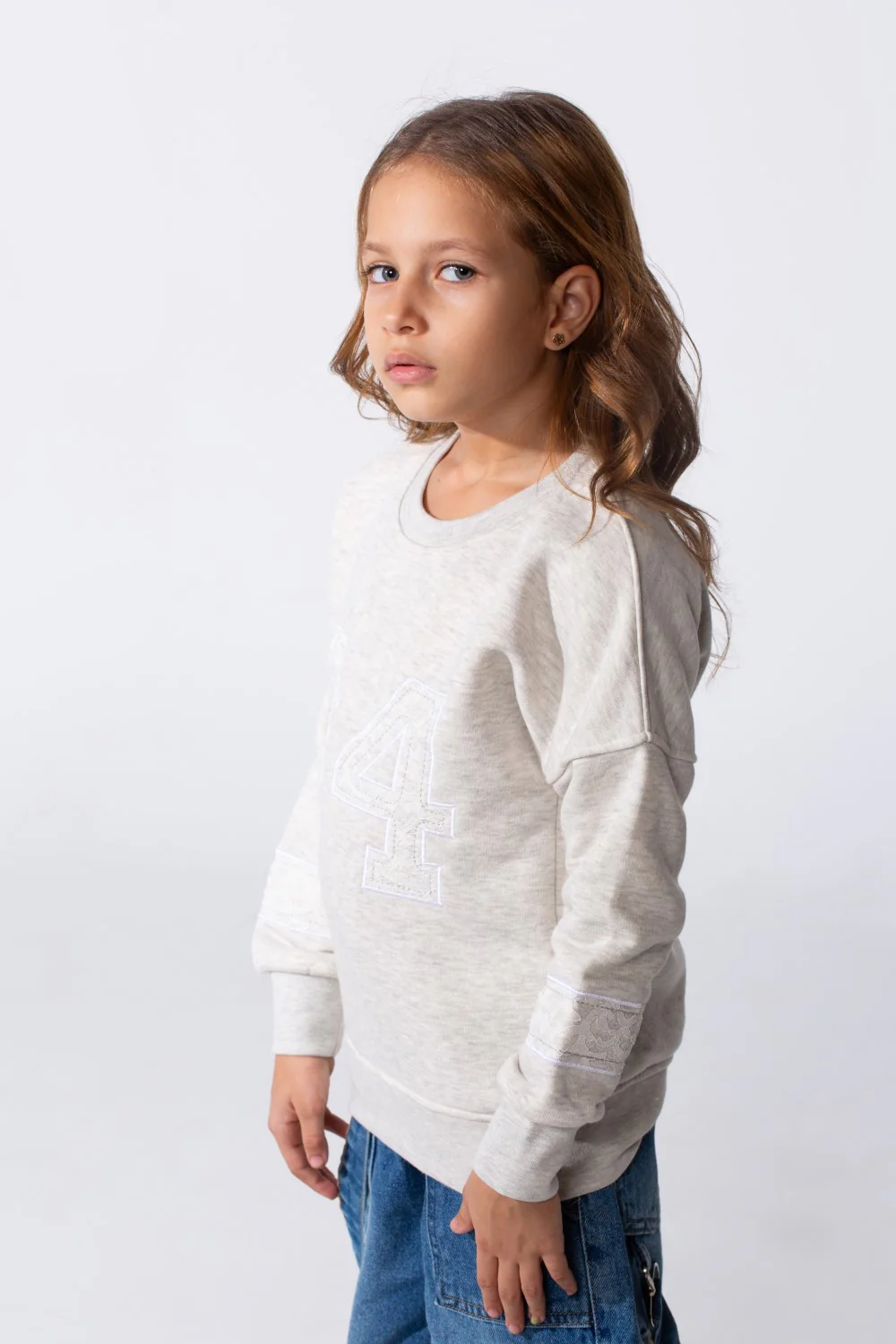 Girl's Melton Slim Fit Printed Crew Neck Sweatshirt - Image 8