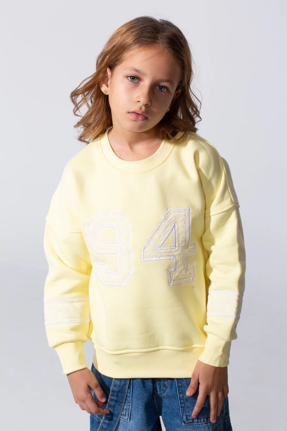 Girl's Melton Slim Fit Printed Crew Neck Sweatshirt - Image 9