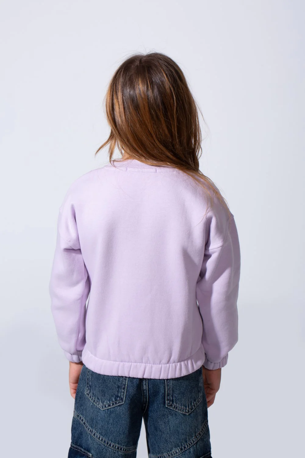 Girl's Oversized Fit Elasticated Cuffs With Artistic Front Print Crew Neckline Sweet Stylish Look Perfect For Casual Wear Sweatshirt - Image 2