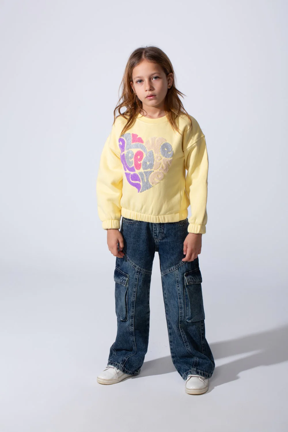 Girl's Oversized Fit Elasticated Cuffs With Artistic Front Print Crew Neckline Sweet Stylish Look Perfect For Casual Wear Sweatshirt - Image 7