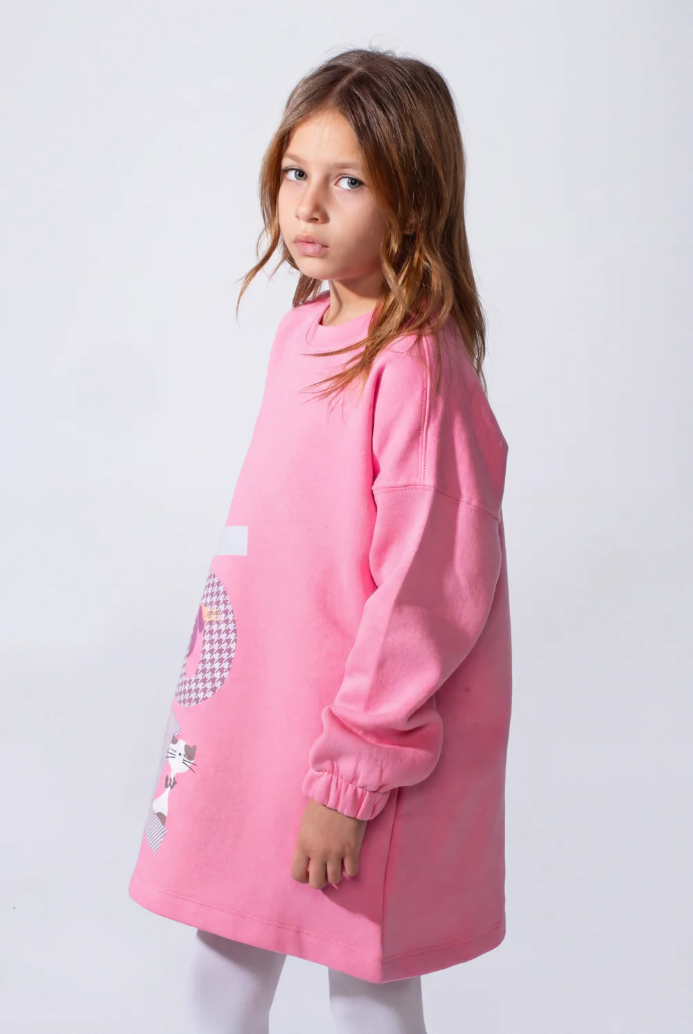 Girls’ Oversized Long-Sleeve With Comfortable Crew Neck Dropped Shoulders Playful Graphic Print  Cozy Casual Modern Melton Sweatshirt - Image 12