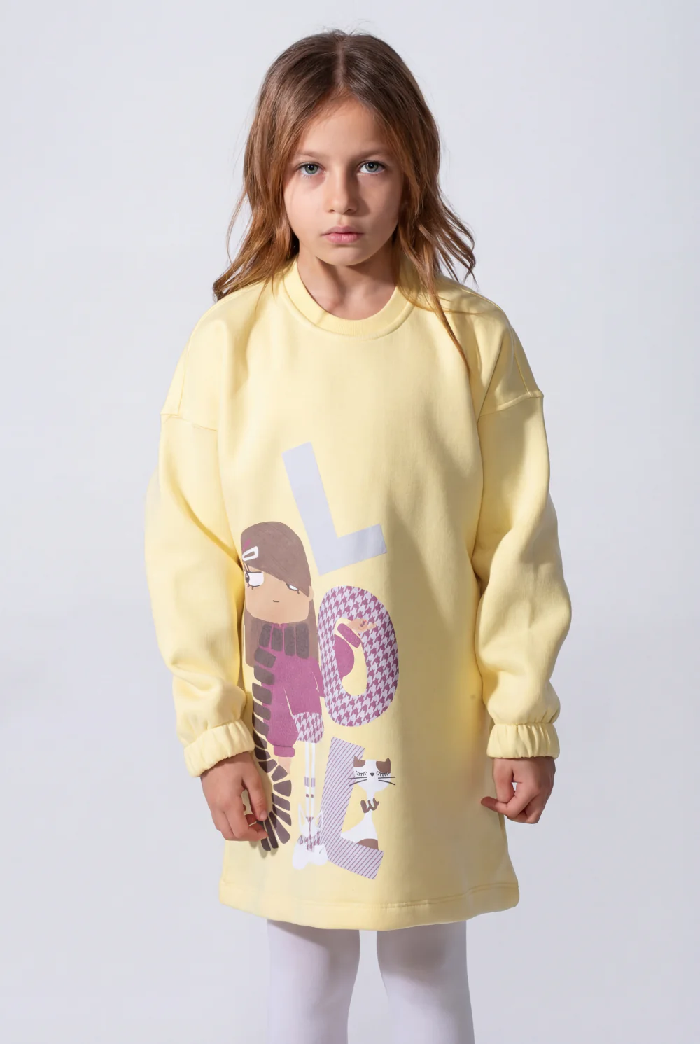 Girls’ Oversized Long-Sleeve With Comfortable Crew Neck Dropped Shoulders Playful Graphic Print  Cozy Casual Modern Melton Sweatshirt - Image 13
