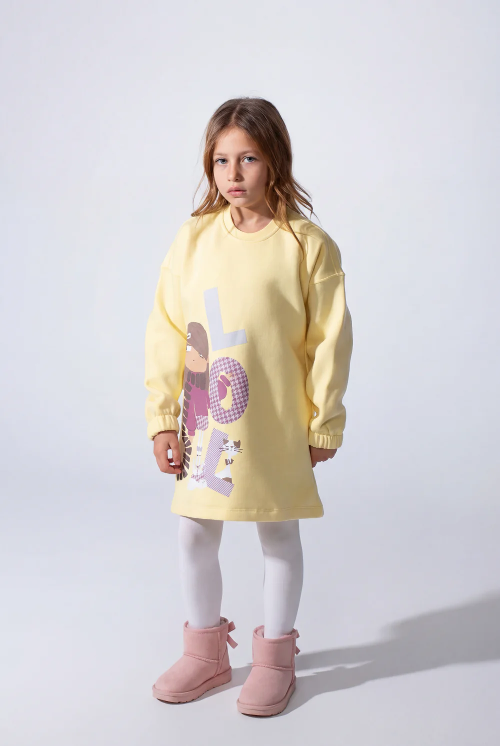 Girls’ Oversized Long-Sleeve With Comfortable Crew Neck Dropped Shoulders Playful Graphic Print  Cozy Casual Modern Melton Sweatshirt - Image 15