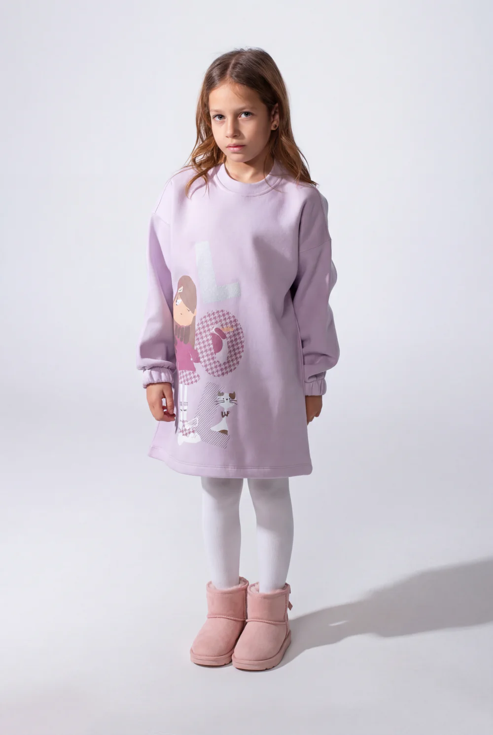 Girls’ Oversized Long-Sleeve With Comfortable Crew Neck Dropped Shoulders Playful Graphic Print  Cozy Casual Modern Melton Sweatshirt - Image 7