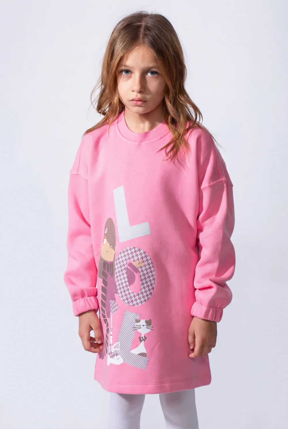 Girls’ Oversized Long-Sleeve With Comfortable Crew Neck Dropped Shoulders Playful Graphic Print  Cozy Casual Modern Melton Sweatshirt - Image 9