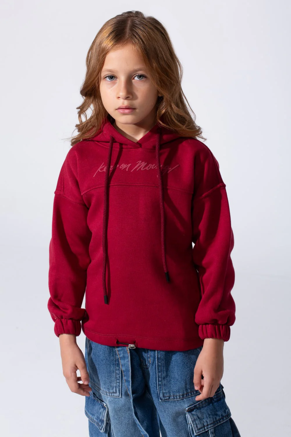 Girl's Oversized Melton Hooded Sweatshirt With A Comfortable Modern Fit - Image 13