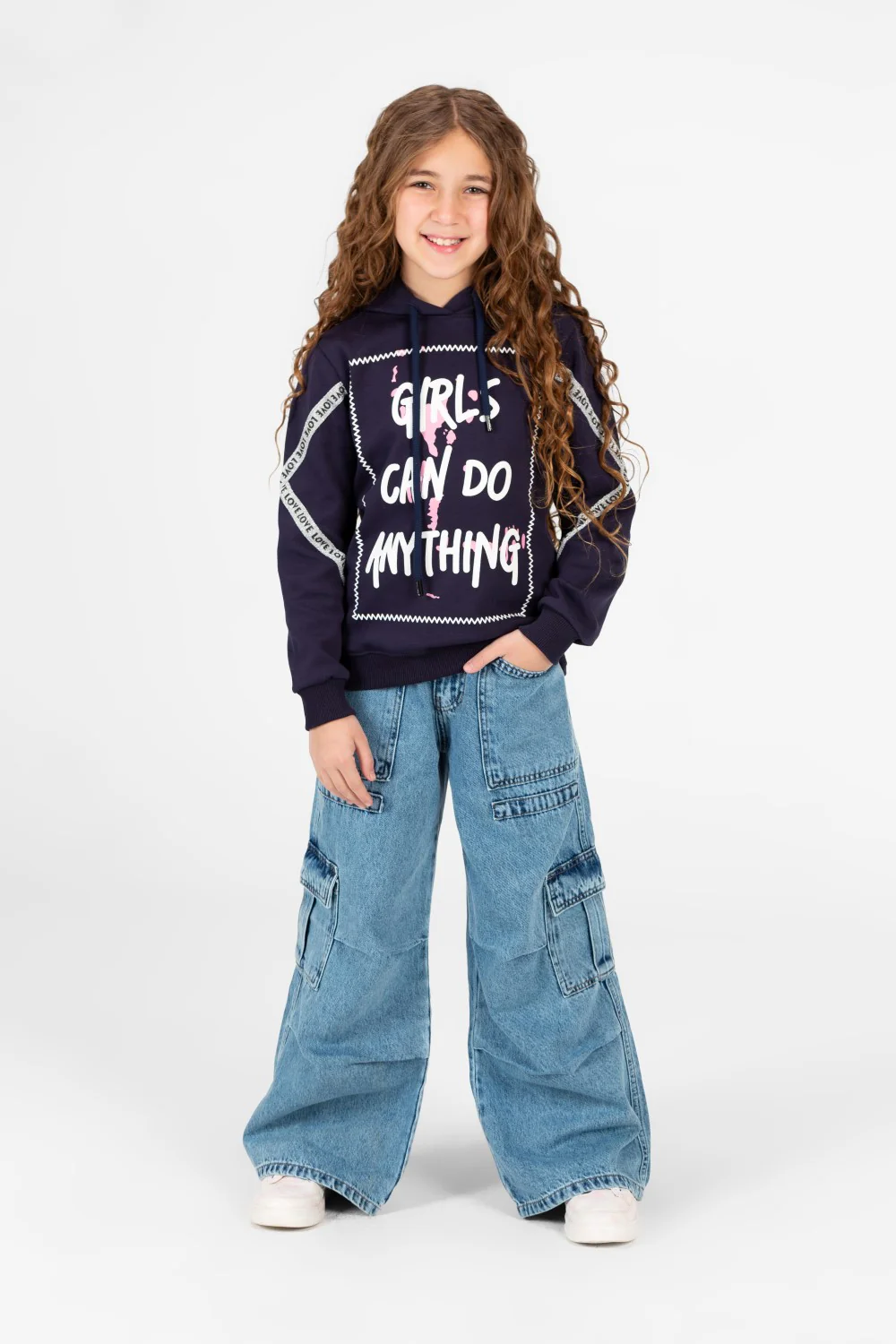 Girl's Printed Hood Sweatshirt With Long Sleeves - Image 12