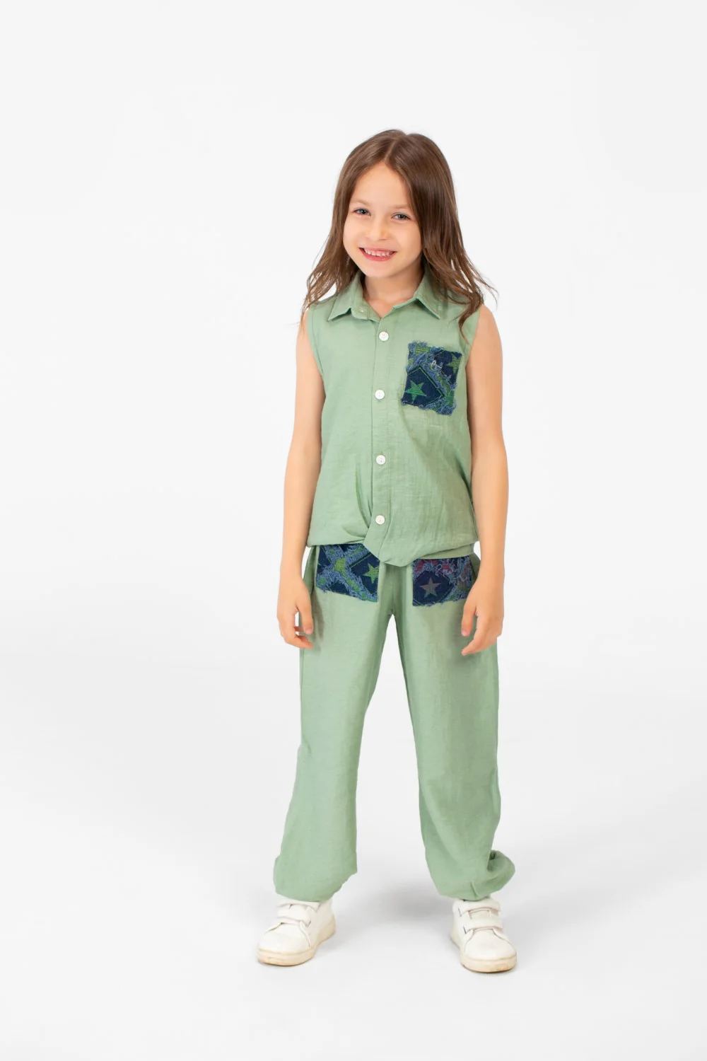 Girl's Printed Pockets Cut Outfit Practical And Comfortable - Image 5