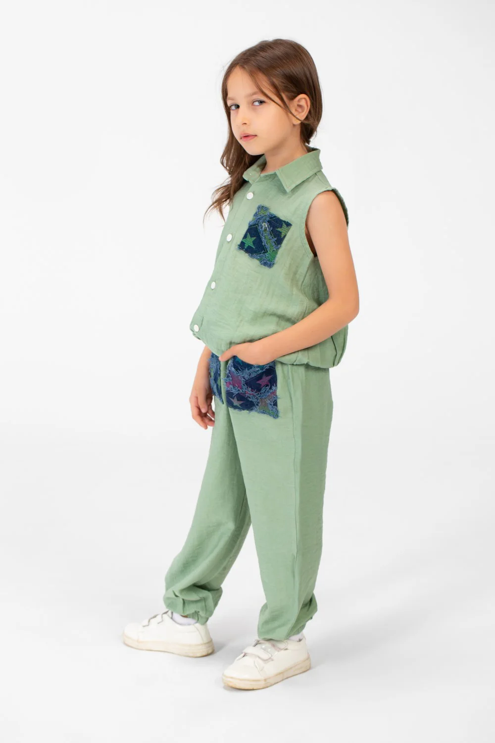 Girl's Printed Pockets Cut Outfit Practical And Comfortable - Image 7