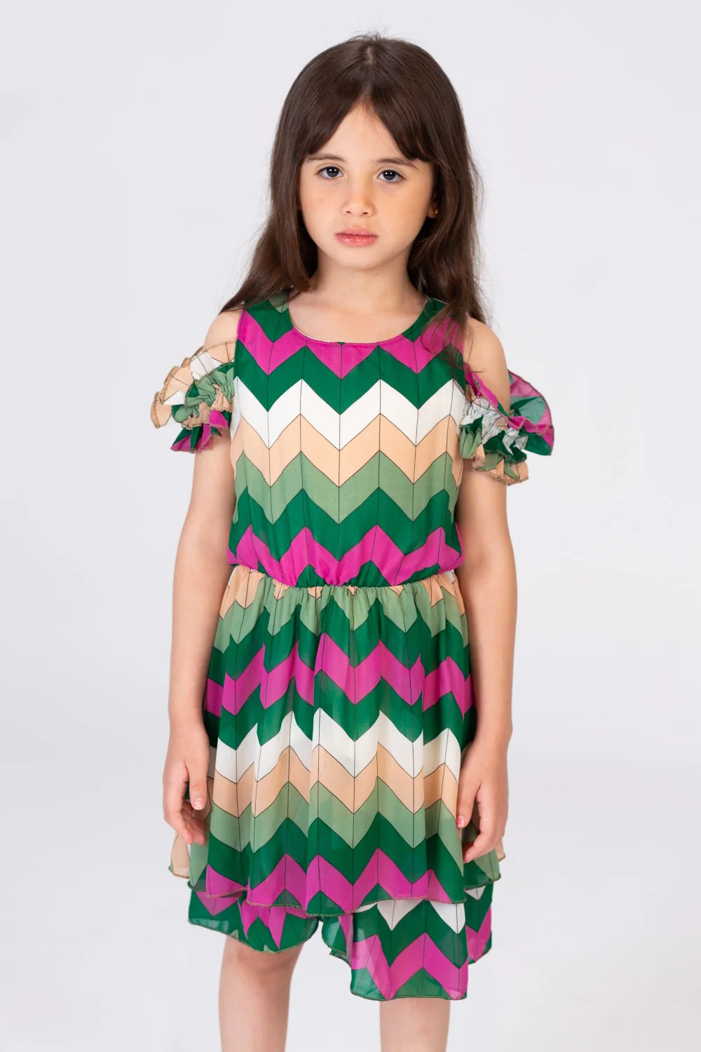 Girls Regular Fit Colorful Dress With A Unique Cut - Image 3