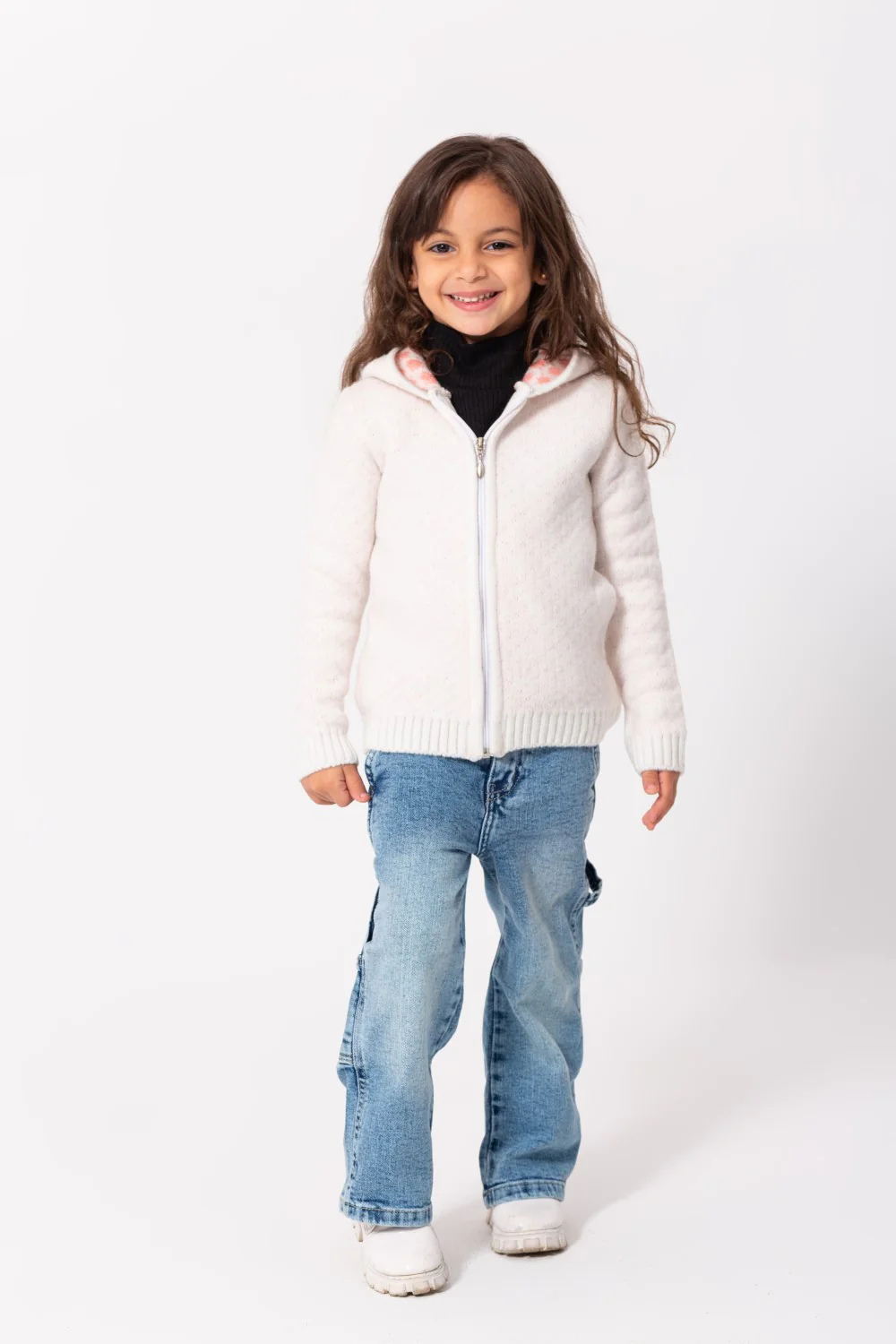 Girl's Regular Fit Full Zipper Unique Style Wool Hooded Pullover - Image 7