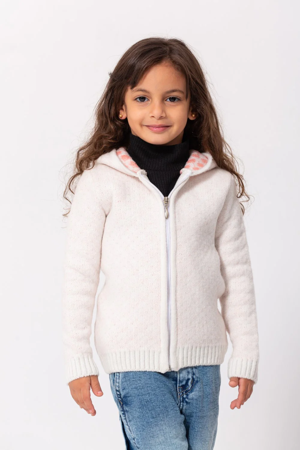 Girl's Regular Fit Full Zipper Unique Style Wool Hooded Pullover - Image 9