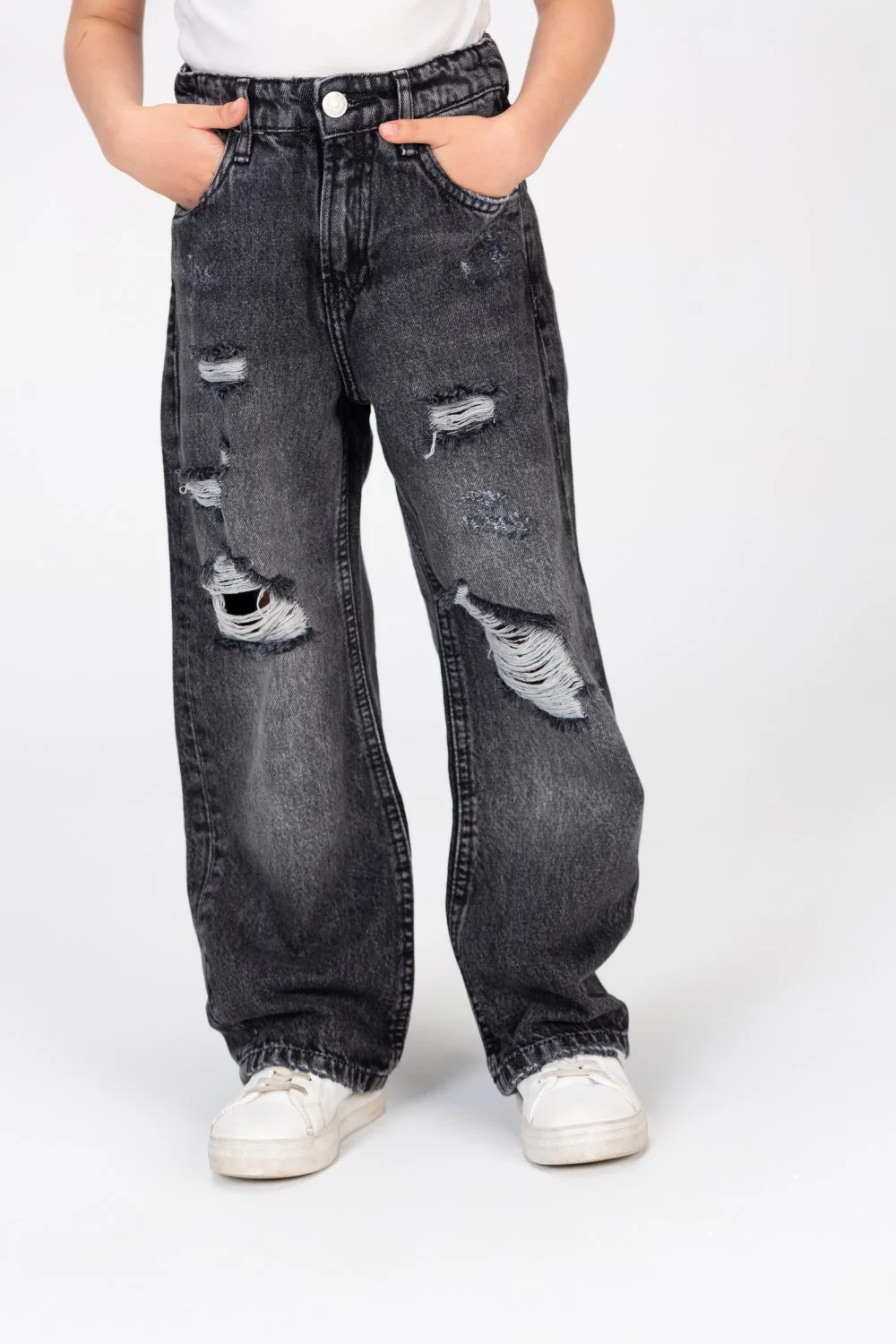 Girls Ripped Jeans Wide Leg Pants - Image 3