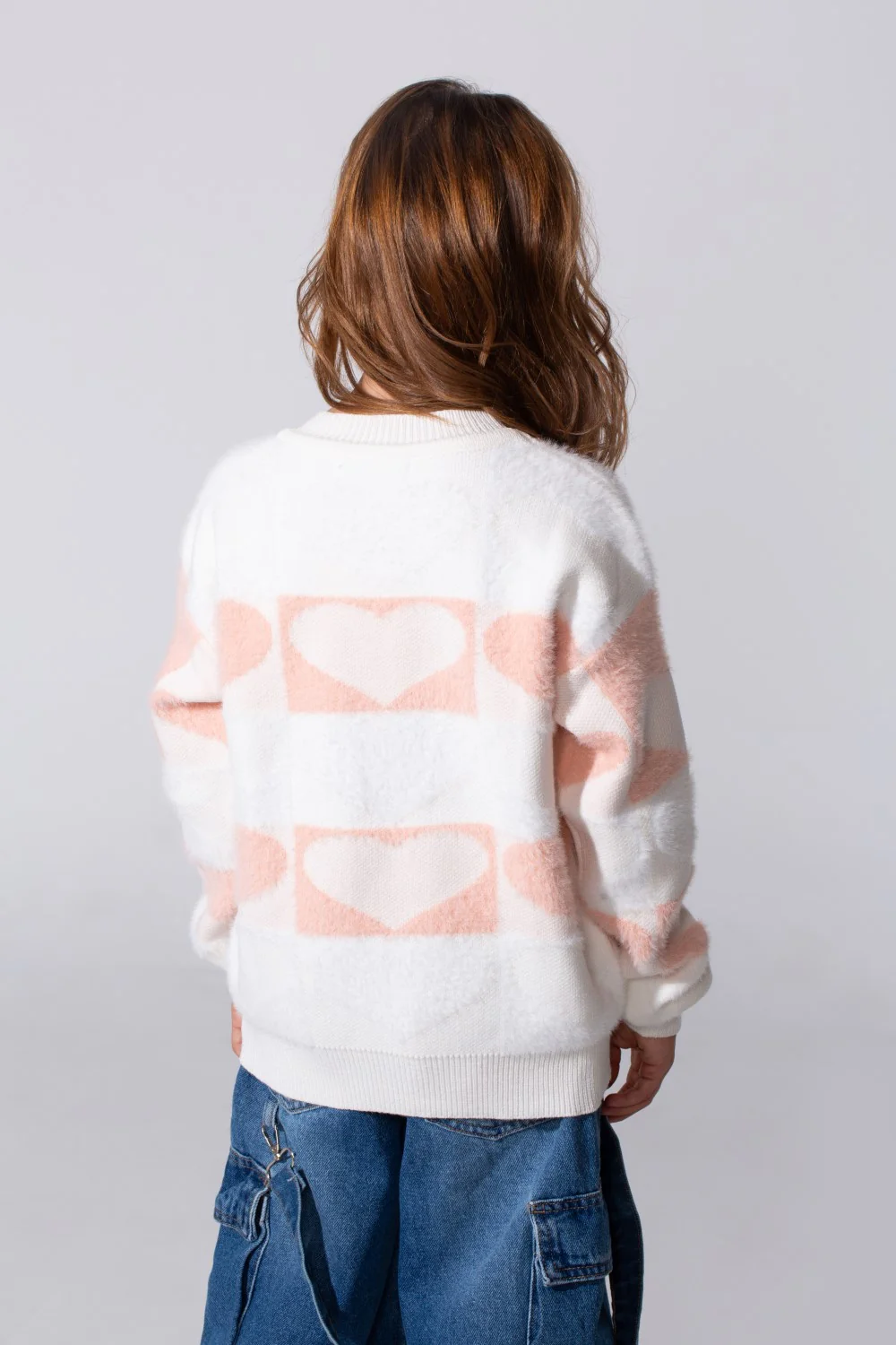 Girl's Round Neck Long Sleeves Pullover With A Heart Print In A Modern Details - Image 10