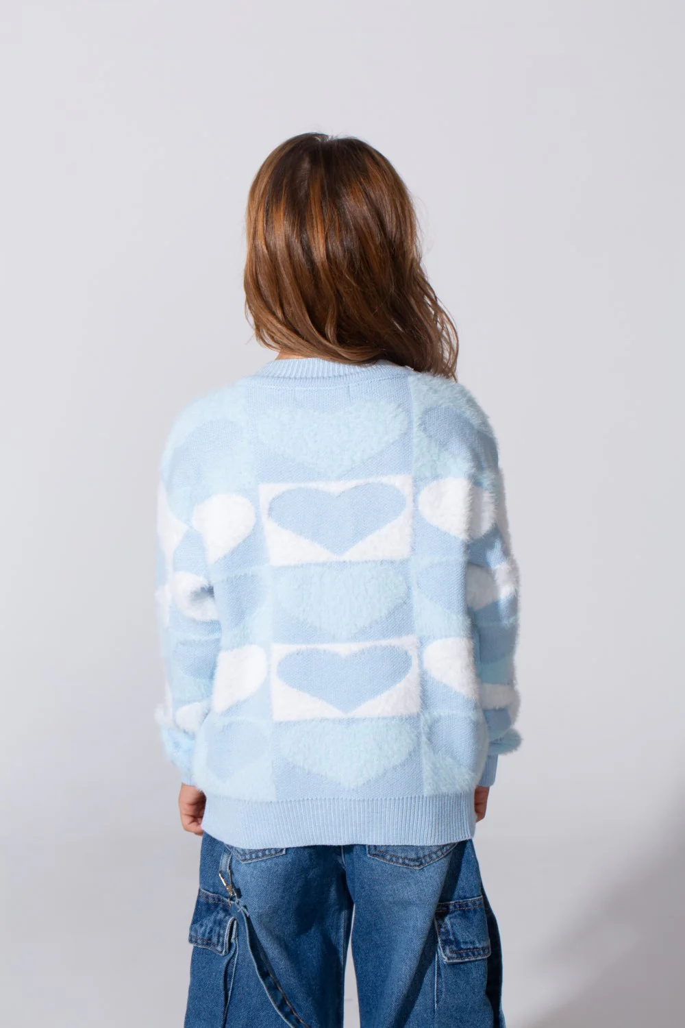 Girl's Round Neck Long Sleeves Pullover With A Heart Print In A Modern Details - Image 6