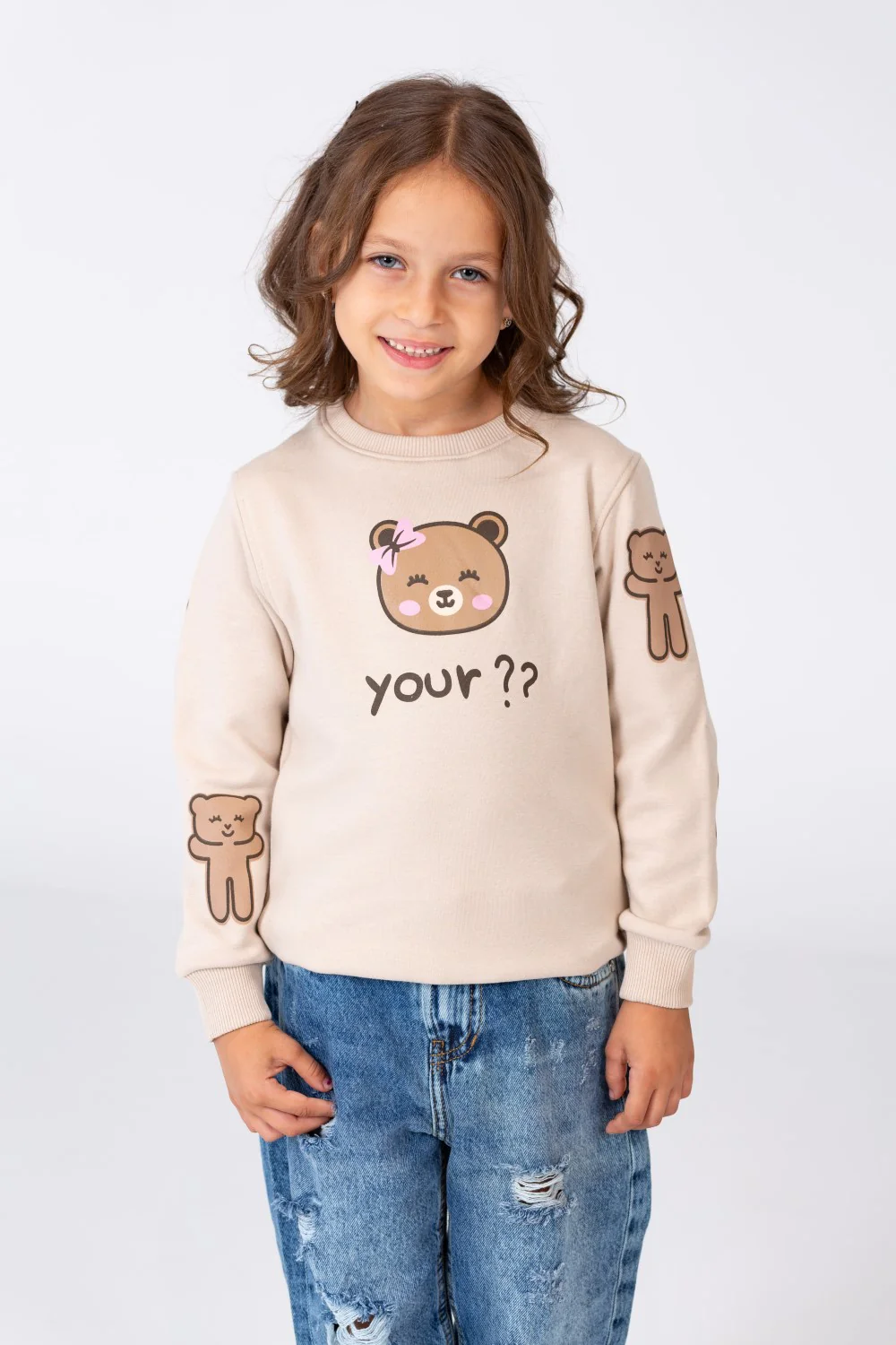Girl's Round Neck Long Sleeves Sweatshirt Printed In Melton Material - Image 7