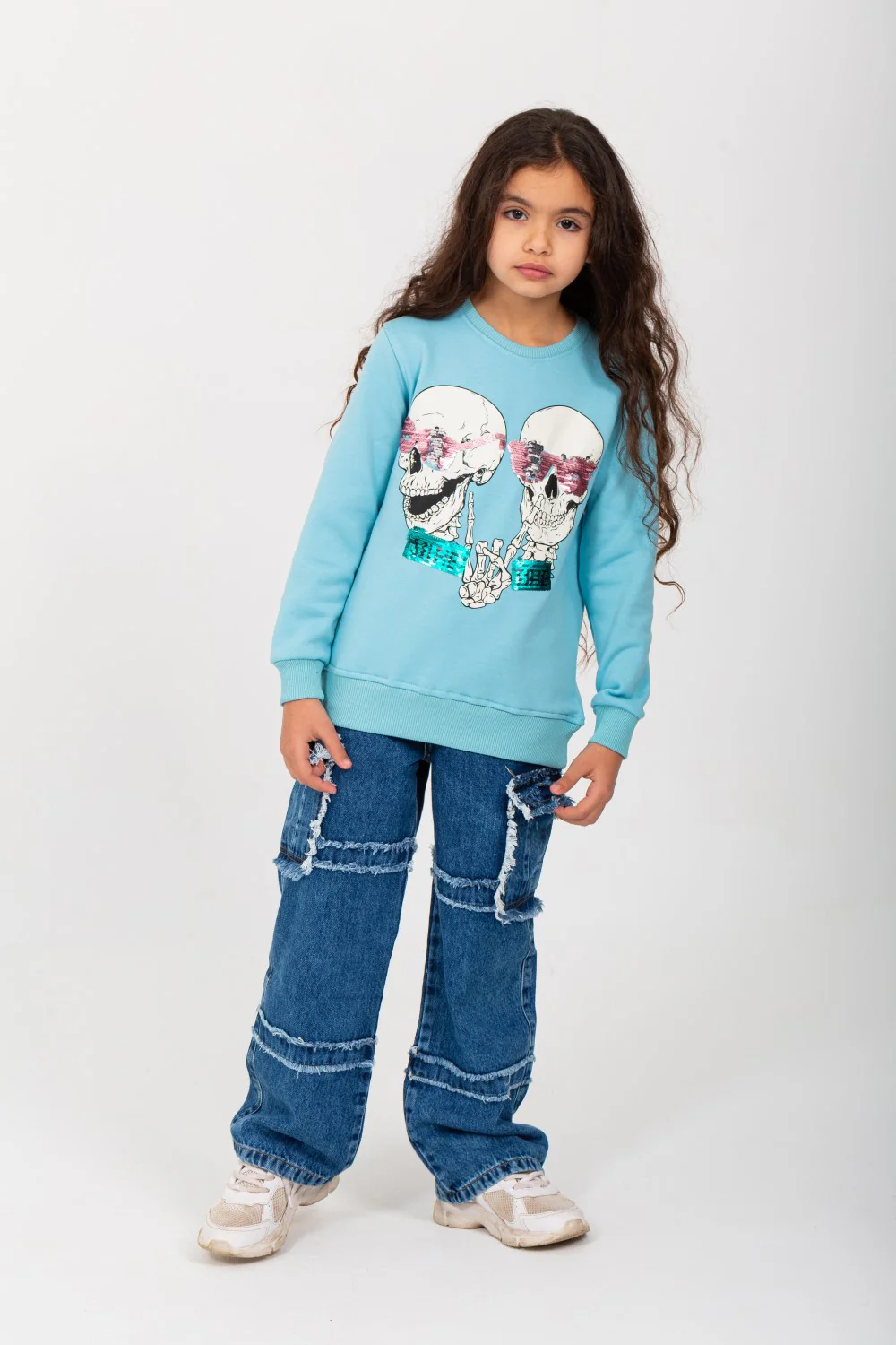 Girl's Round Neck Padded Front Print Sweatshirt - Image 4