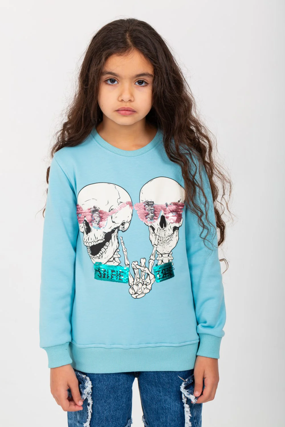 Girl's Round Neck Padded Front Print Sweatshirt - Image 6