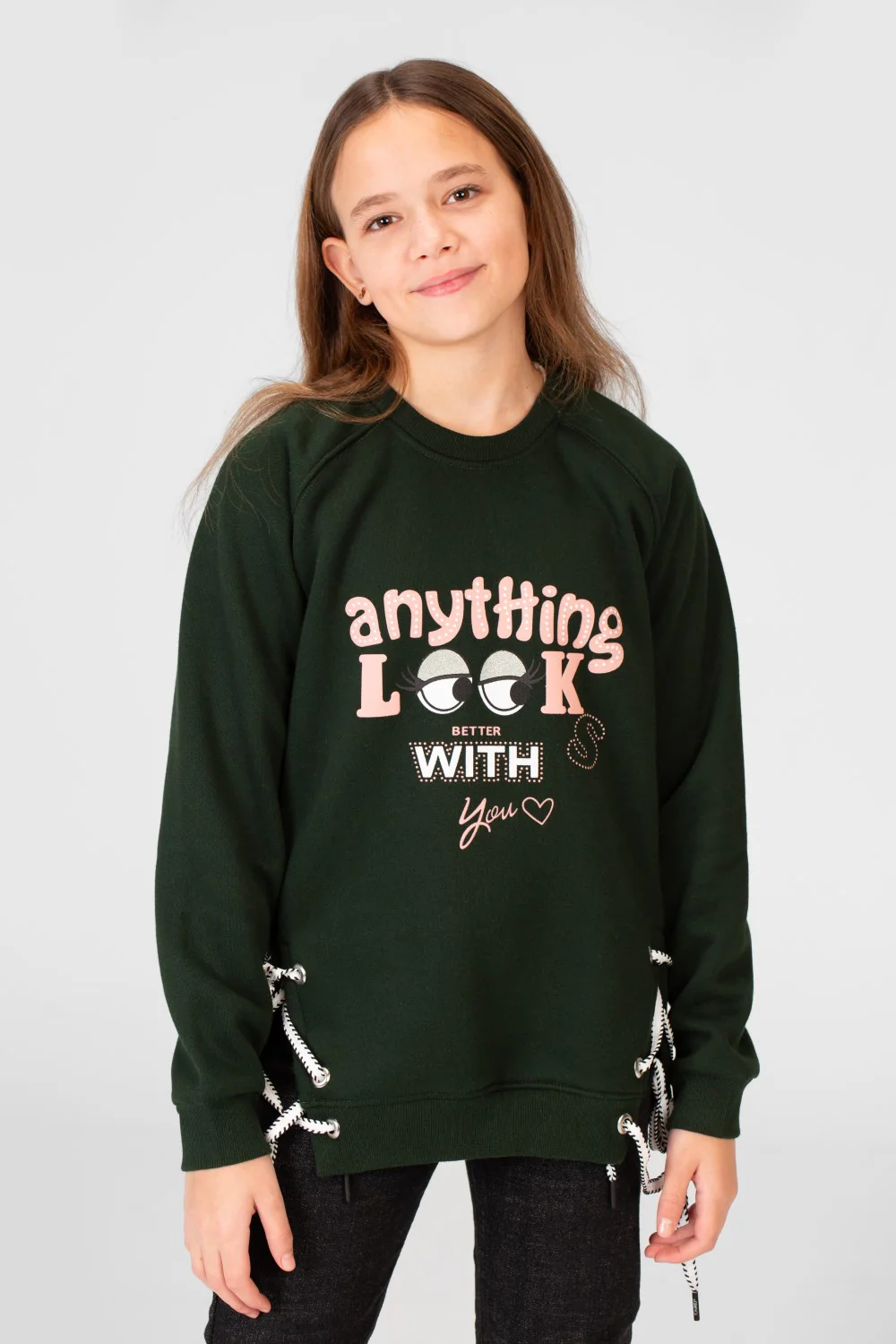 Girl's Round Neck Printed Sweatshirt In A Unique Cut - Image 5