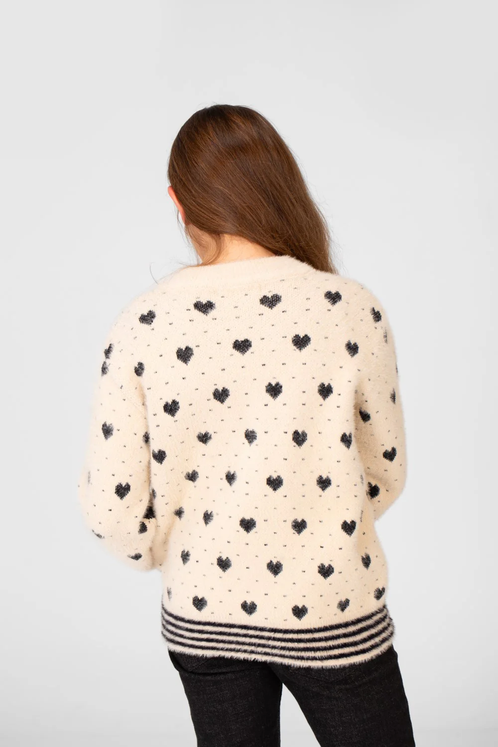 Girl's Round Neck Pullover With Hearts Printed In Practical Material - Image 2