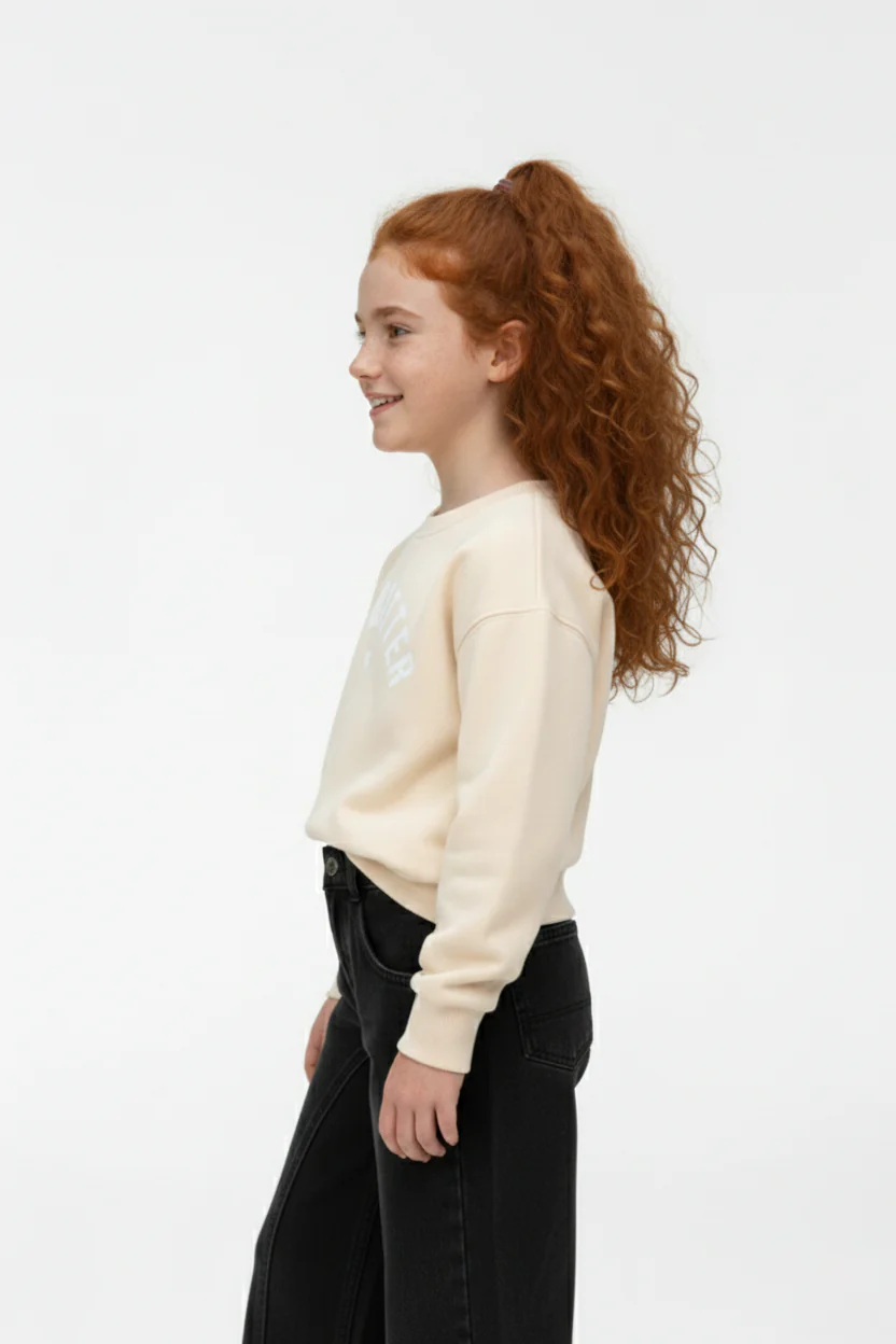 Girl's Round Neckline Front Print Slim Fit Daily Wear Comfy Sweatshirt - Image 11