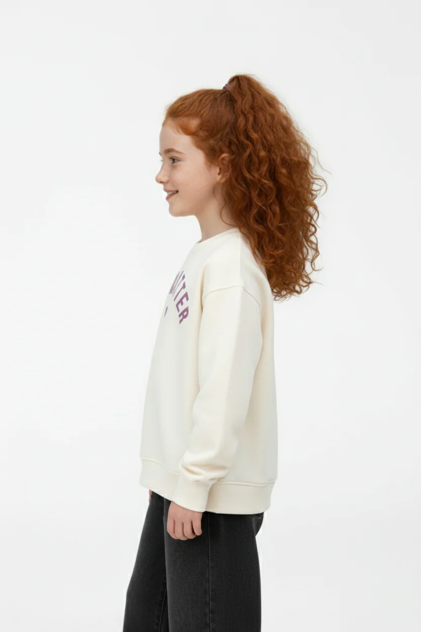 Girl's Round Neckline Front Print Slim Fit Daily Wear Comfy Sweatshirt - Image 7
