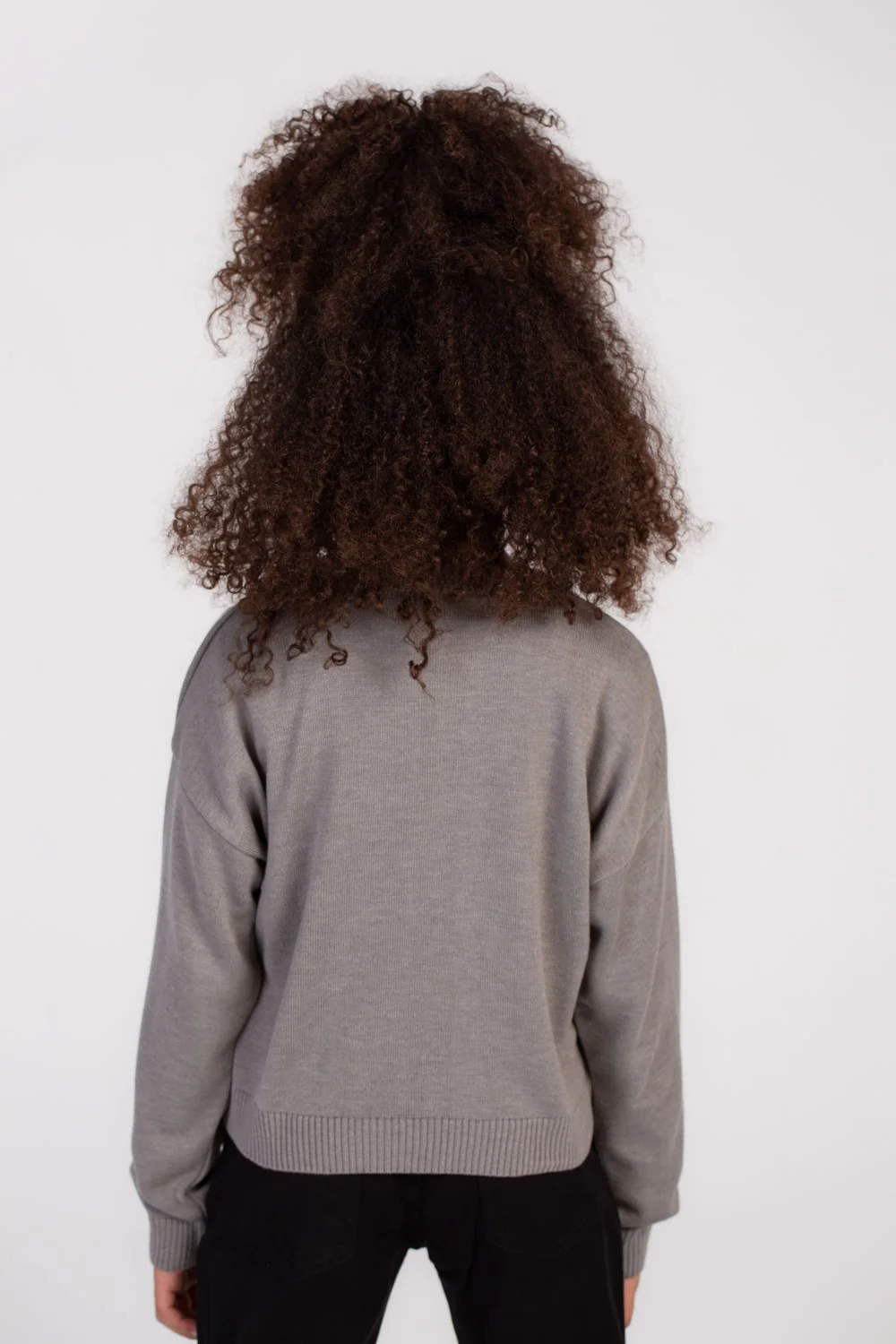 Girl's Rounded Neck Front Printed Unicorn Design Soft Wool Pullover - Image 2